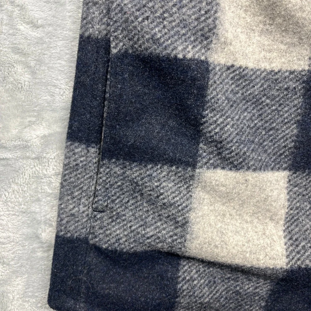 Banana Republic Lined Flannel Shirt Jacket Mens Navy Grey‎ Buffalo Plaid Small